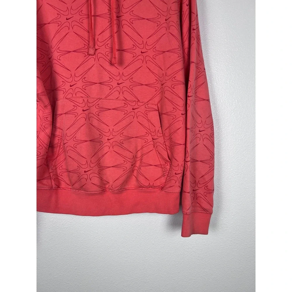 Nike Mens All Over Swoosh‎ Logo Print Hoodie Orange Pullover Sweatshirt M